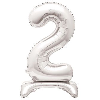 Number 2 Silver Standing Balloon - 30in (1pk)