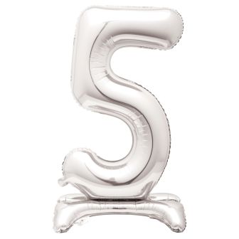 Number 5 Silver Standing Balloon - 30in (1pk)