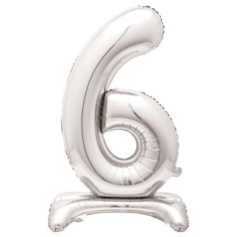 Number 6 Silver Standing Balloon - 30in (1pk)