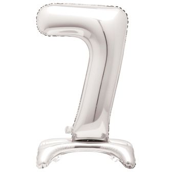Number 7 Silver Standing Balloon - 30in (1pk)