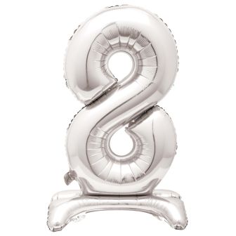 Number 8 Silver Standing Balloon - 30in (1pk)