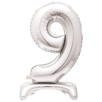 Number 9 Silver Standing Balloon - 30in (1pk)