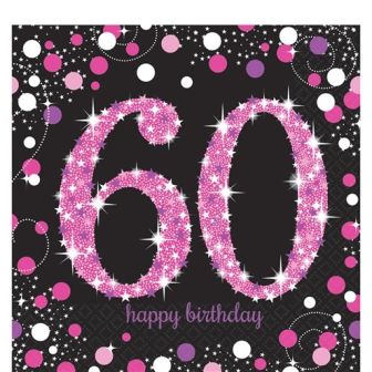 60th Pink and Black Napkins