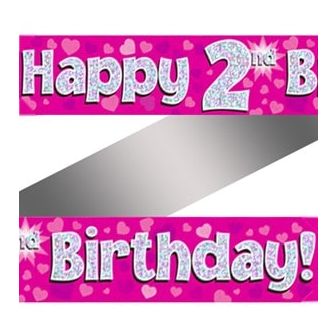 Happy 2nd Birthday Banner Pink