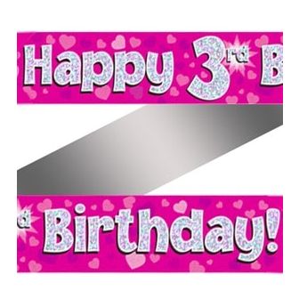 Happy 3rd Birthday Banner Pink