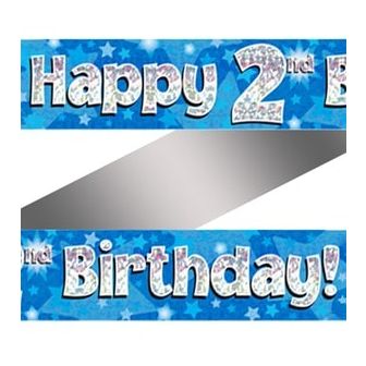 Happy 2nd Birthday Banner Blue
