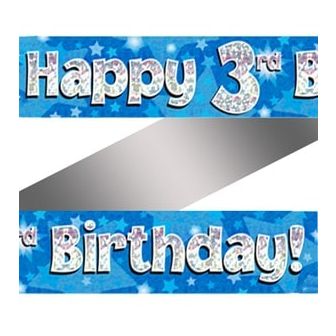 Happy 3rd Birthday Banner Blue