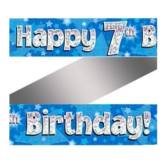 Happy 7th Birthday Banner Blue