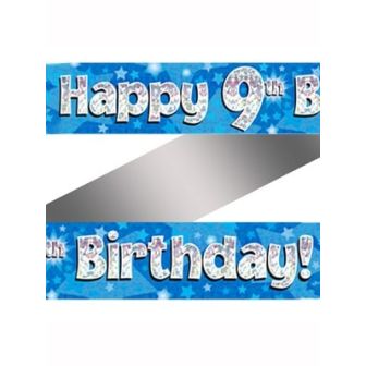 Happy 9th Birthday Banner Blue