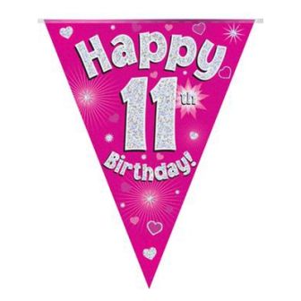 Happy 11th Birthday Bunting Pink