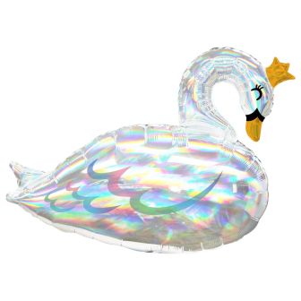 Swan Holographic Iridescent SuperShape Foil Balloon 29"