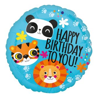 Lion, Tiger & Panda Birthday Standard HX Foil Balloons - 17''