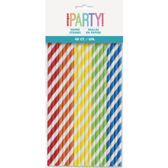 Rainbow Paper Straws - 40pk