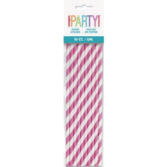 Hot Pink Paper Straws - 10pk