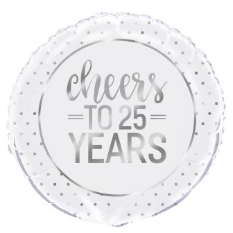 Silver Anniversary Cheers To 25 Years 18" Foil Balloon