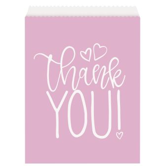 Pink Heart Paper "Thank You" Goodie Bags - 8pk