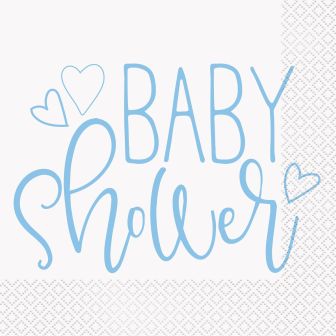 Blue Hearts Baby Shower Luncheon Napkins - 16pk