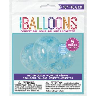 Blue Heart Tissue Confetti Latex Balloons - 5pk