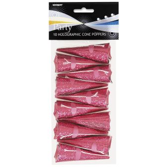 Pink Holographic Cone Poppers - 10pk