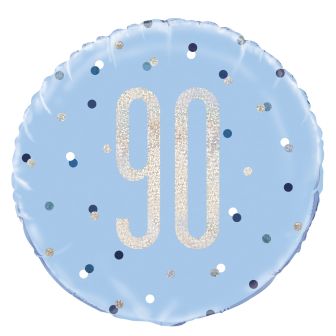 Age 90 Blue & Silver Prismatic Foil Balloon - 18"