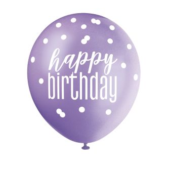 Pink & Silver Glitz Happy Birthday Latex Balloons - 6pk