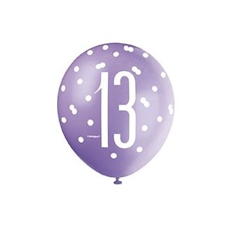 13th Birthday Latex Balloons - 6pk