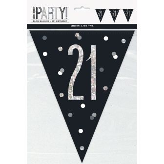 Age 21 Black Prismatic Bunting - 9ft 