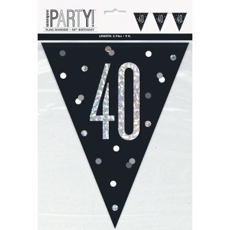 Age 40 Black Prismatic Bunting - 9ft 
