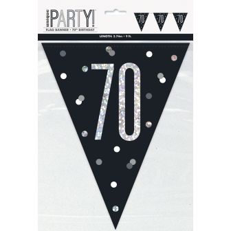 Age 70 Black Prismatic Bunting - 9ft 