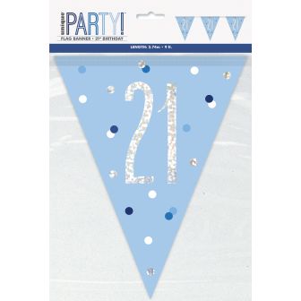 Age 21 Blue Prismatic Bunting - 9ft 