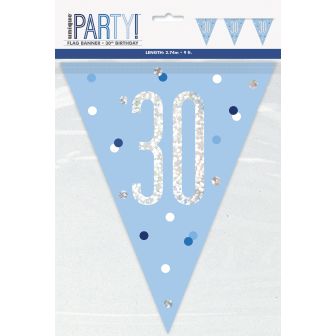 Age 30 Blue Prismatic Bunting - 9ft 
