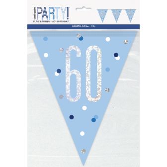 Age 60 Blue Prismatic Bunting - 9ft 