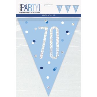 Age 70 Blue Prismatic Bunting - 9ft 