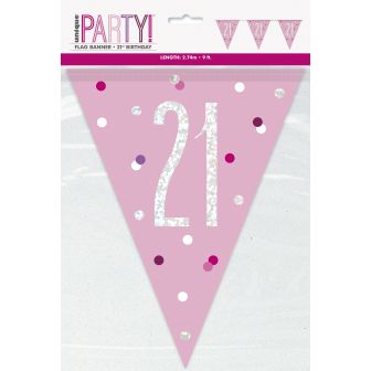 Age 21 Pink Prismatic Bunting - 9ft 