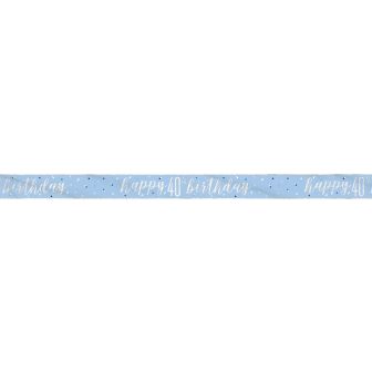 Happy 40th Birthday Blue Prismatic Foil Banner -9ft