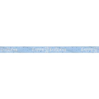 Happy 50th Birthday Blue Prismatic Foil Banner -9ft