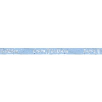 Happy 70th Birthday Blue Prismatic Foil Banner -9ft
