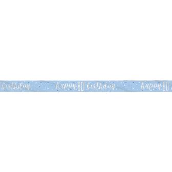Happy 80th Birthday Blue Prismatic Foil Banner -9ft