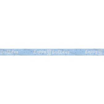 Happy 90th Birthday Blue Prismatic Foil Banner -9ft