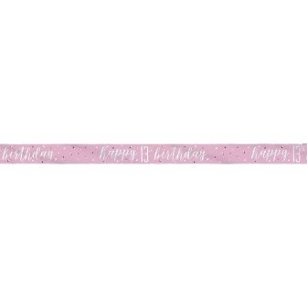 Happy 13th Birthday Pink Prismatic Foil Banner -9ft