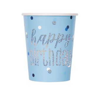 Happy Birthday Blue Prismatic Party Cups - 8pk