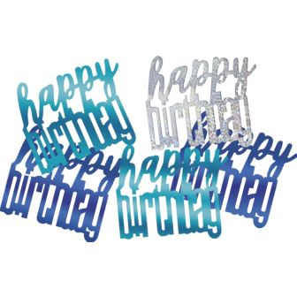 Happy Birthday Blue & Silver Glitz Confetti 