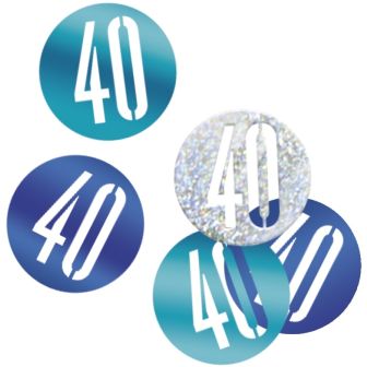 Age 40 Blue Glitz Confetti 