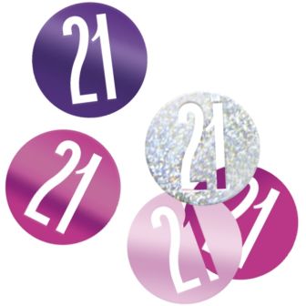 Age 21 Pink & Silver Glitz Confetti 
