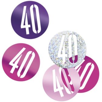Age 40 Pink & Silver Glitz Confetti 