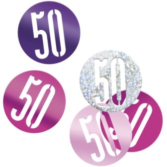 Age 50 Pink & Silver Glitz Confetti 