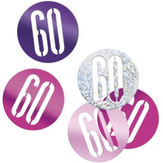 Age 60 Pink & Silver Glitz Confetti 