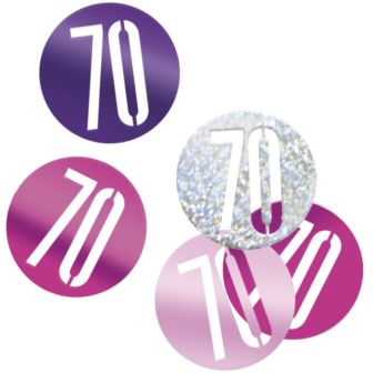 Age 70 Pink & Silver Glitz Confetti 