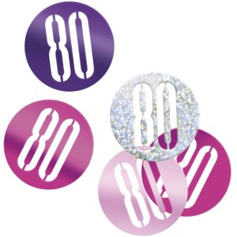 Age 80 Pink & Silver Glitz Confetti 