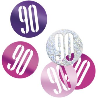 Age 90 Pink & Silver Glitz Confetti 